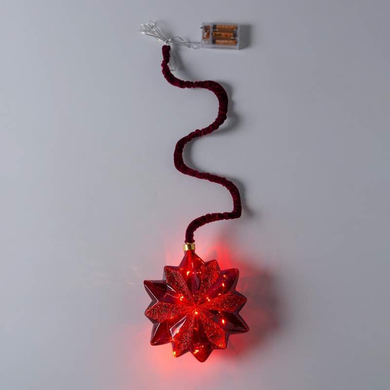 All-Weather Holiday Hanging Glass Star Light (Red)